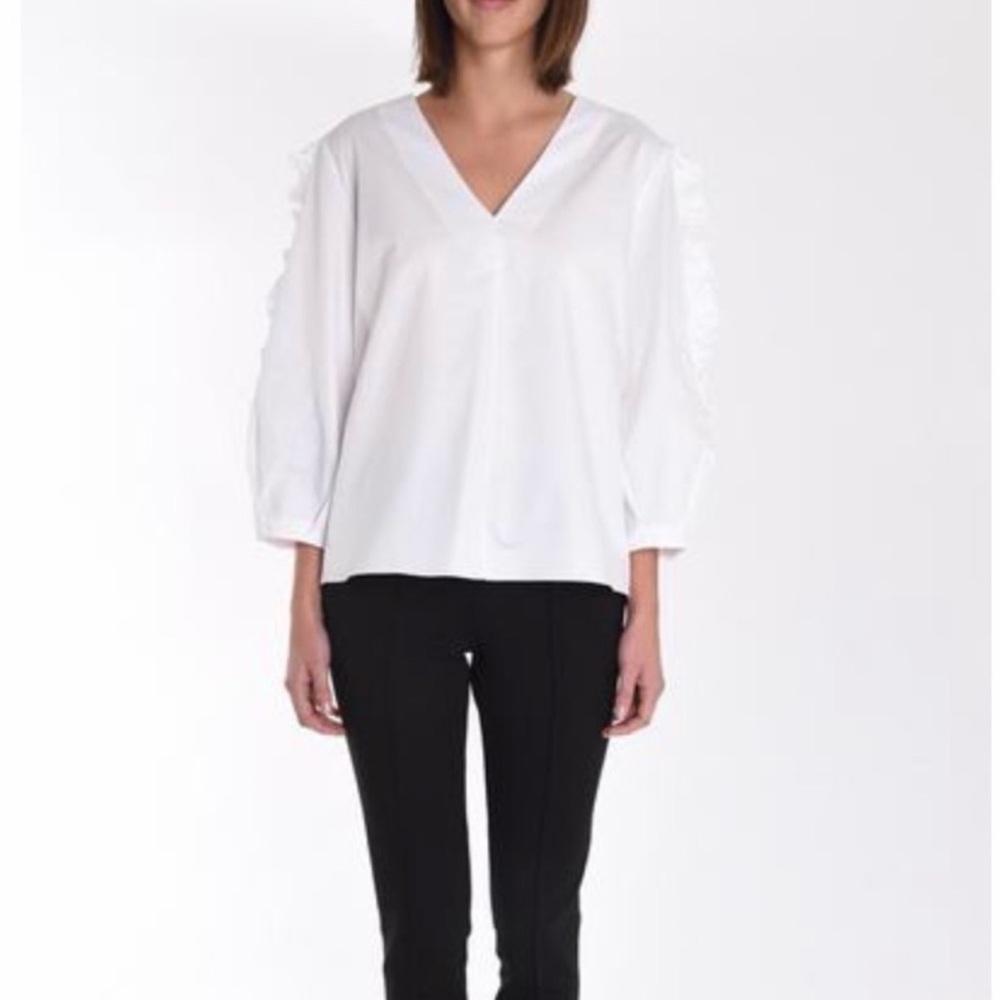 Tibi Satin Poplin Ruffle Top - Picture 8 of 9